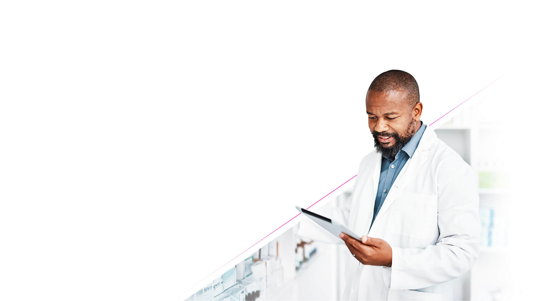 Doctor in white lab coat holding papers