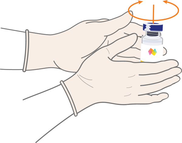 Graphic depicting the second step of NUZYRA IV injection process. Review the details below for full instructions.